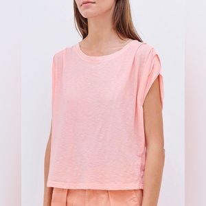 Sundry | Pleated Shoulder Tee | Neon Peach size 4 (new with tags)